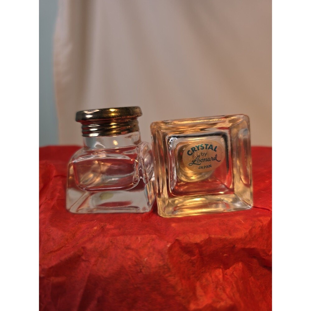 MCM JAPAN MADE Leonard Crystal Salt Pepper Shakers with Silver Plate Tops 2"